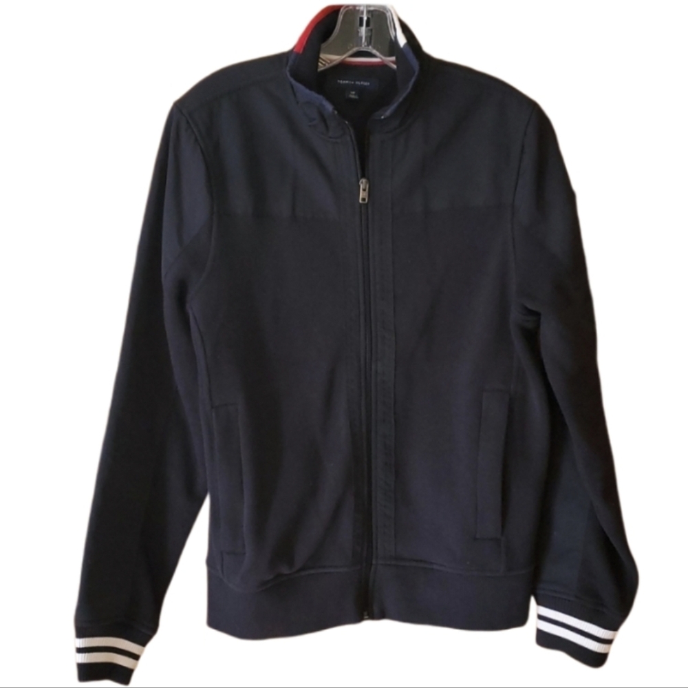 Tommy Hilfiger Mens Small Black Varsity Style Jacket